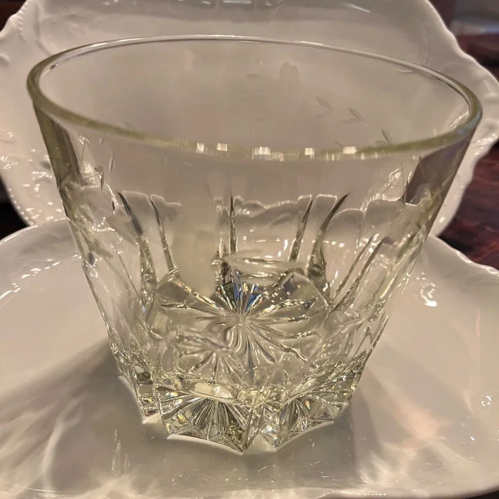 Vintage Princess House Heritage Floral Etched Ice Bucket.